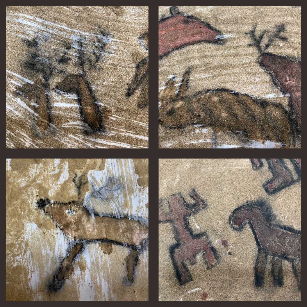 Höhlenmalereien aus dem Kunstunterricht der Klasse 4a (Frau Maahs